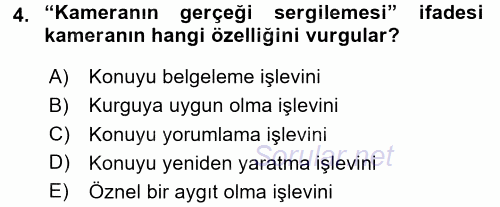 Kamera Tekniğine Giriş 2017 - 2018 Dönem Sonu Sınavı 4.Soru