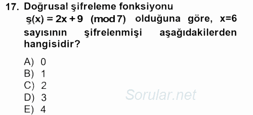 Matematik 2 2014 - 2015 Tek Ders Sınavı 17.Soru