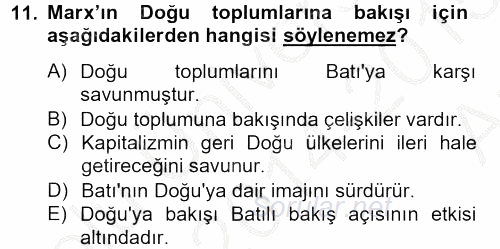 Din ve Toplum 2014 - 2015 Ara Sınavı 11.Soru