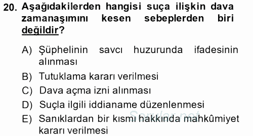 Vergi Ceza Hukuku 2014 - 2015 Tek Ders Sınavı 20.Soru