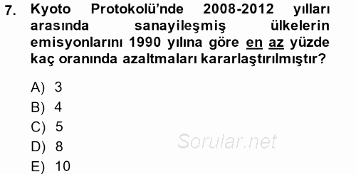 Doğal Kaynaklar ve Çevre Ekonomisi 2013 - 2014 Ara Sınavı 7.Soru