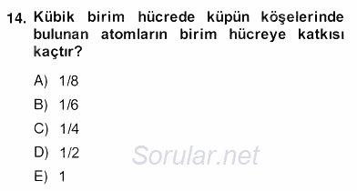 Genel Kimya 2 2013 - 2014 Ara Sınavı 14.Soru