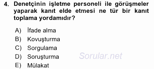 Muhasebe Denetimi 2016 - 2017 Dönem Sonu Sınavı 4.Soru