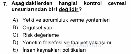 Muhasebe Denetimi 2016 - 2017 Dönem Sonu Sınavı 7.Soru
