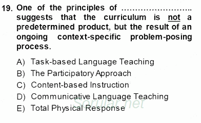 İngilizce Öğretiminde Yaklaşımlar 2013 - 2014 Dönem Sonu Sınavı 19.Soru
