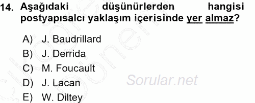 Sosyolojide Araştırma Yöntem ve Teknikleri 2015 - 2016 Ara Sınavı 14.Soru