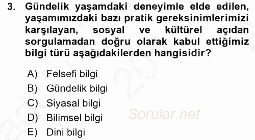 Sosyolojide Araştırma Yöntem ve Teknikleri 2015 - 2016 Ara Sınavı 3.Soru