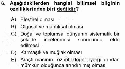 Sosyolojide Araştırma Yöntem ve Teknikleri 2015 - 2016 Ara Sınavı 6.Soru