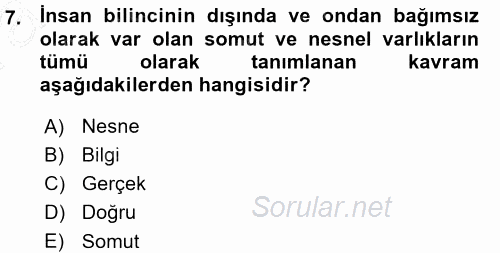 Sosyolojide Araştırma Yöntem ve Teknikleri 2015 - 2016 Ara Sınavı 7.Soru