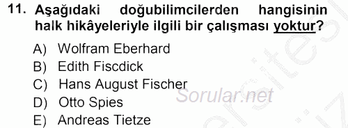 Halk Hikayeleri 2012 - 2013 Ara Sınavı 11.Soru