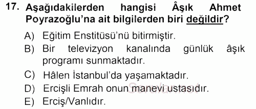 Halk Hikayeleri 2012 - 2013 Ara Sınavı 17.Soru