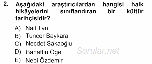 Halk Hikayeleri 2012 - 2013 Ara Sınavı 2.Soru