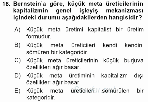 Toplumsal Tabakalaşma ve Eşitsizlik 2015 - 2016 Ara Sınavı 16.Soru