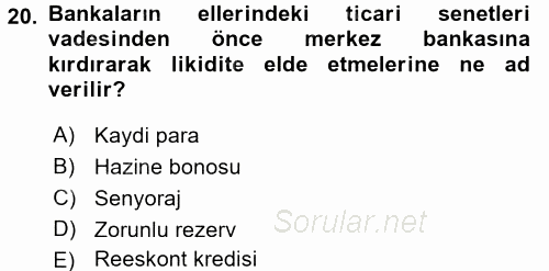 İktisada Giriş 2016 - 2017 3 Ders Sınavı 20.Soru