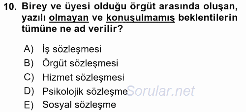 Performans ve Kariyer Yönetimi 2017 - 2018 3 Ders Sınavı 10.Soru
