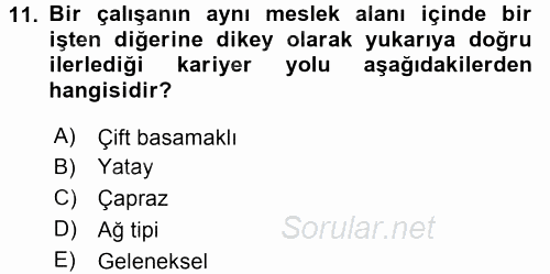 Performans ve Kariyer Yönetimi 2017 - 2018 3 Ders Sınavı 11.Soru