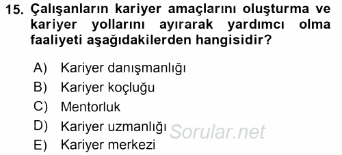 Performans ve Kariyer Yönetimi 2017 - 2018 3 Ders Sınavı 15.Soru