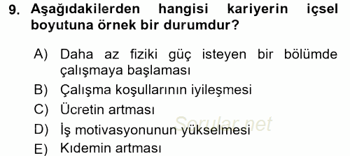 Performans ve Kariyer Yönetimi 2017 - 2018 3 Ders Sınavı 9.Soru