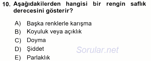 Temel Fotoğrafçılık 2017 - 2018 Dönem Sonu Sınavı 10.Soru