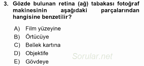 Temel Fotoğrafçılık 2017 - 2018 Dönem Sonu Sınavı 3.Soru