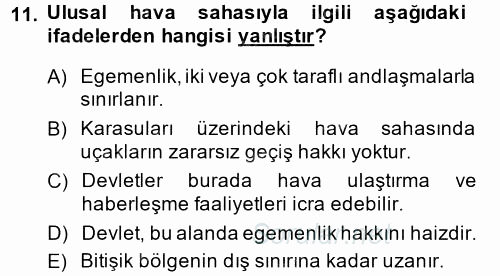Uluslararası Hukuk 2 2014 - 2015 Dönem Sonu Sınavı 11.Soru