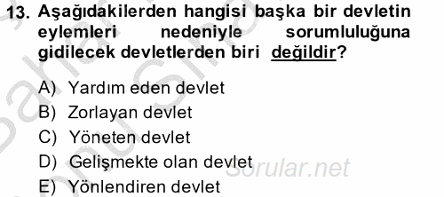 Uluslararası Hukuk 2 2014 - 2015 Dönem Sonu Sınavı 13.Soru