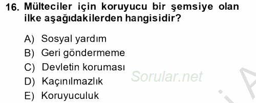 Uluslararası Hukuk 2 2014 - 2015 Dönem Sonu Sınavı 16.Soru