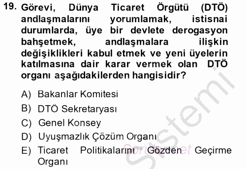 Uluslararası Hukuk 2 2014 - 2015 Dönem Sonu Sınavı 19.Soru