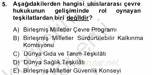 Uluslararası Hukuk 2 2014 - 2015 Dönem Sonu Sınavı 5.Soru