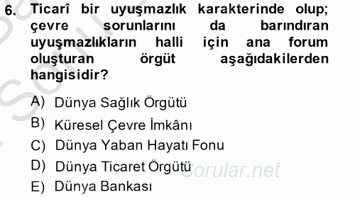 Uluslararası Hukuk 2 2014 - 2015 Dönem Sonu Sınavı 6.Soru