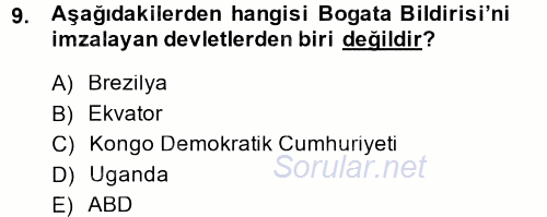 Uluslararası Hukuk 2 2014 - 2015 Dönem Sonu Sınavı 9.Soru