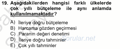 Kamu Mali Yönetimi 2012 - 2013 Ara Sınavı 19.Soru
