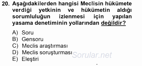 Kamu Mali Yönetimi 2012 - 2013 Ara Sınavı 20.Soru