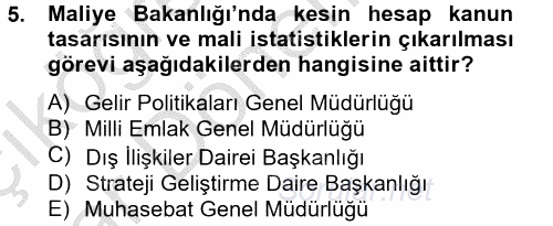 Kamu Mali Yönetimi 2012 - 2013 Ara Sınavı 5.Soru