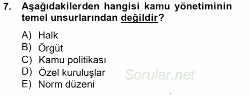 Kamu Mali Yönetimi 2012 - 2013 Ara Sınavı 7.Soru
