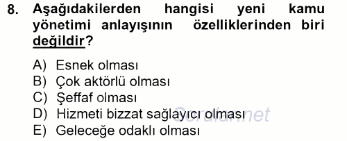 Kamu Mali Yönetimi 2012 - 2013 Ara Sınavı 8.Soru