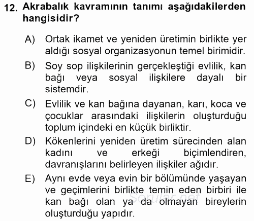 Ev Endüstrisi 2015 - 2016 Dönem Sonu Sınavı 12.Soru