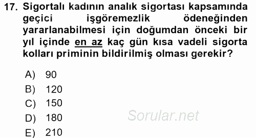 Ev Endüstrisi 2015 - 2016 Dönem Sonu Sınavı 17.Soru