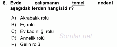 Ev Endüstrisi 2015 - 2016 Dönem Sonu Sınavı 8.Soru