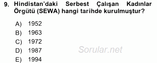 Ev Endüstrisi 2015 - 2016 Dönem Sonu Sınavı 9.Soru