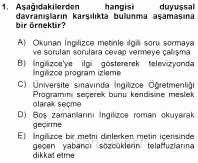 İng. Öğretmenliğinde Öğretim Teknolojileri Ve Materyal Tasarımı 1 2015 - 2016 Ara Sınavı 1.Soru