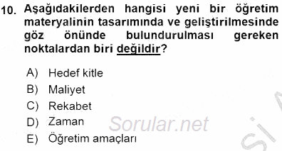 İng. Öğretmenliğinde Öğretim Teknolojileri Ve Materyal Tasarımı 1 2015 - 2016 Ara Sınavı 10.Soru