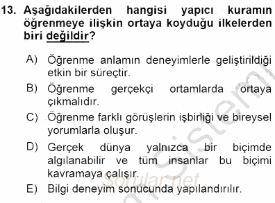 İng. Öğretmenliğinde Öğretim Teknolojileri Ve Materyal Tasarımı 1 2015 - 2016 Ara Sınavı 13.Soru