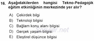 İng. Öğretmenliğinde Öğretim Teknolojileri Ve Materyal Tasarımı 1 2015 - 2016 Ara Sınavı 16.Soru