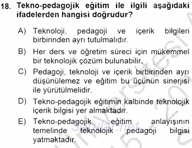 İng. Öğretmenliğinde Öğretim Teknolojileri Ve Materyal Tasarımı 1 2015 - 2016 Ara Sınavı 18.Soru