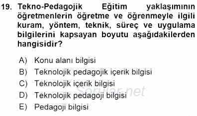 İng. Öğretmenliğinde Öğretim Teknolojileri Ve Materyal Tasarımı 1 2015 - 2016 Ara Sınavı 19.Soru