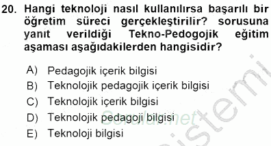 İng. Öğretmenliğinde Öğretim Teknolojileri Ve Materyal Tasarımı 1 2015 - 2016 Ara Sınavı 20.Soru