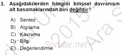 İng. Öğretmenliğinde Öğretim Teknolojileri Ve Materyal Tasarımı 1 2015 - 2016 Ara Sınavı 3.Soru