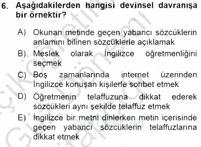 İng. Öğretmenliğinde Öğretim Teknolojileri Ve Materyal Tasarımı 1 2015 - 2016 Ara Sınavı 6.Soru