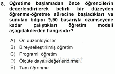 İng. Öğretmenliğinde Öğretim Teknolojileri Ve Materyal Tasarımı 1 2015 - 2016 Ara Sınavı 8.Soru